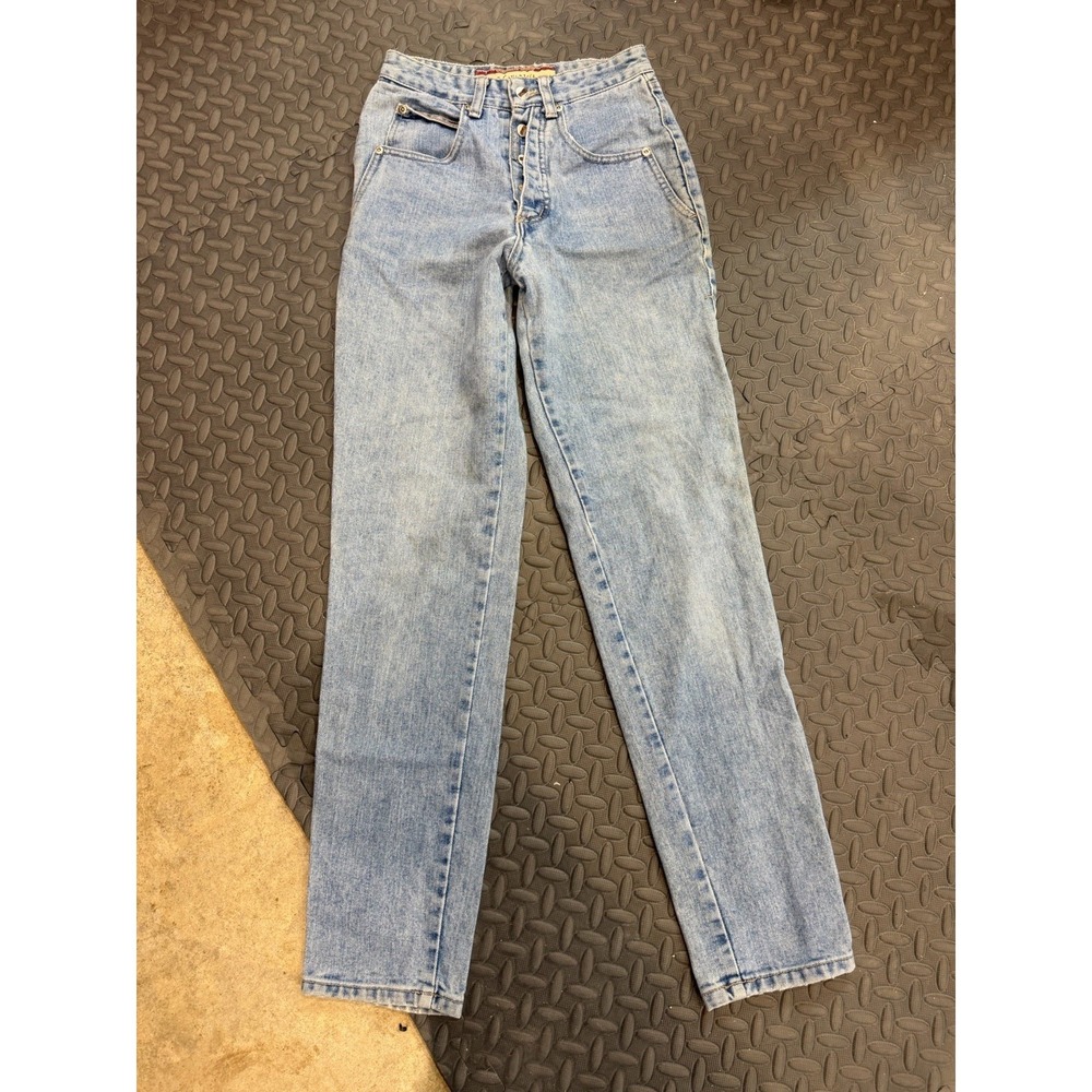 Vintage Z. Cavaricci Women's High Rise Straight Jeans Light Blue Denim Button